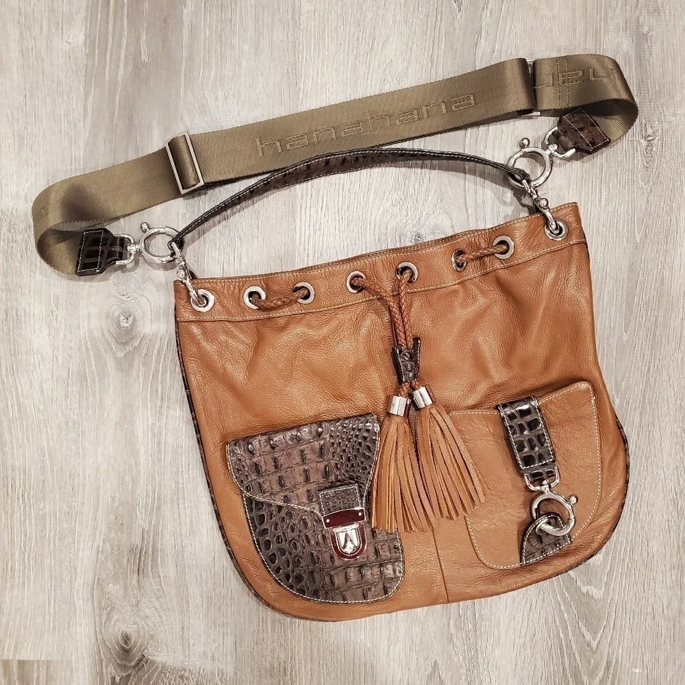 Hanahana Brown Leather Hobo Bag